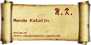 Mende Katalin névjegykártya
